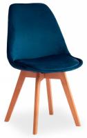 Стул Secret De Maison TULIP SOFT (mod. 74) / / 1 шт. в упаковке вельвет/дерево , 54 х 47 х 83 см , синий (HLR 63)/натуральный. Фото №1