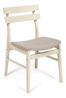 CT 8805 Стул Fes с мягким сиденьем дерево гевея, 53,5*47,5*76,5см, античный белый, ткань бежевая (FG22616-16) (поставляется по 4 шт). Фото №1