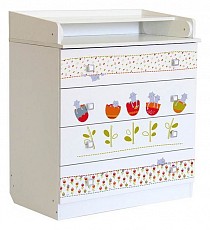 Комод пеленальный Polini kids Simple 1580 Сонные котята, белый. Фото №2