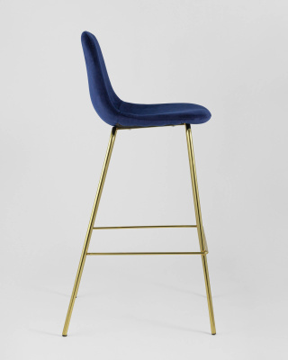 Стул барный Валенсия велюр синий золотые ножки. Фото №5