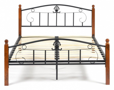 Кровать РУМБА (AT-203)/ RUMBA Wood slat base дерево гевея/металл, 140*200 см (Double bed), красный дуб/черный. Фото №2