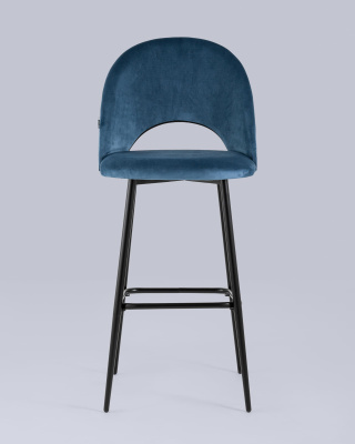 Стул барный Меган велюр пыльно-синий. Фото