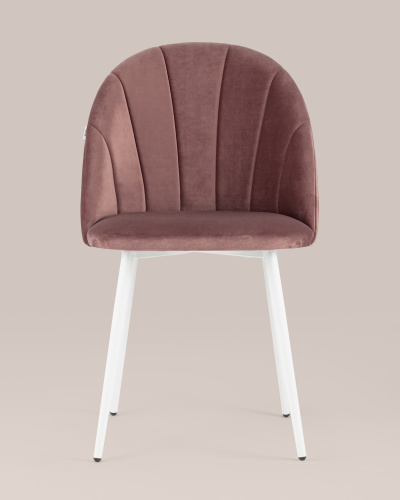Стул Логан велюр пыльно-розовый белые ножки. Фото №5
