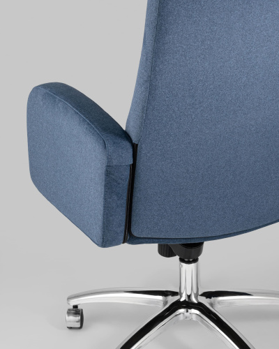 Кресло руководителя Лестер микровелюр темно-синий. Фото №8