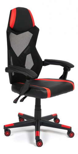 Кресло iRock кож/зам, черный/красный. Фото №1