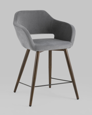 Стул полубарный Саймон велюр тёмно-серый. Фото