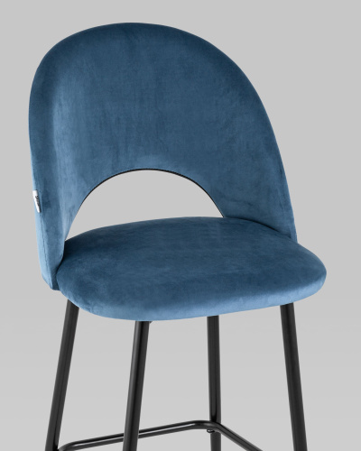 Стул барный Меган велюр пыльно-синий. Фото №9