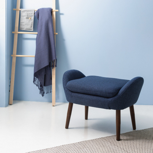 Банкетка-скамейка АРТ ДЕКО велюр синий сталь серебро. Фото №6