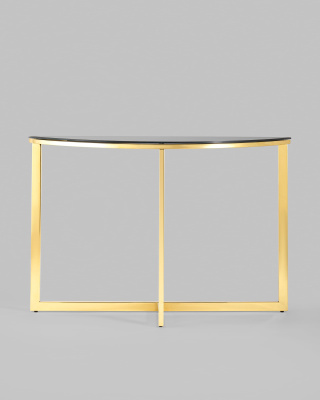 Консоль полукруглая АЛЬБА 115*30 золото стекло черное. Фото №4