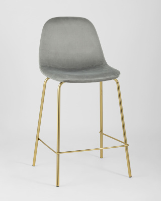 Стул полубарный Валенсия велюр серый золотые ножки. Фото №3