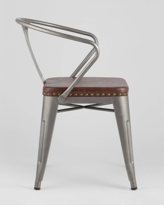 Стул TOLIX ARMS SOFT с подлокотниками серебристый. Фото