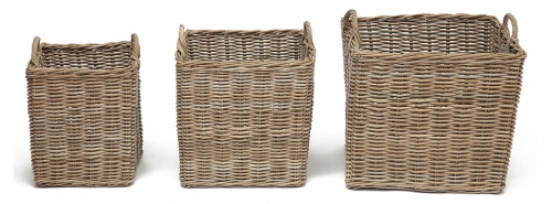 Корзина Secret De Maison Nambo (набор из 3 штук)  натуральный ротанг, 57*57*50/58, 47*57*47/55, 36*36*43/50 см, Натуральный Кубу / Natural K. Фото №1