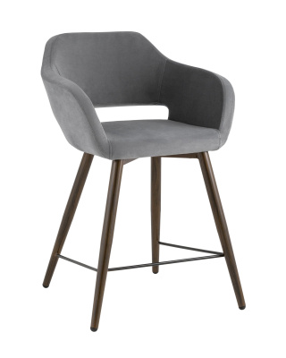 Стул полубарный Саймон велюр тёмно-серый. Фото