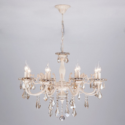 Подвесная люстра Eurosvet Elisha 3281/8 белый с золотом/тонированный хрусталь Strotskis. Фото №2