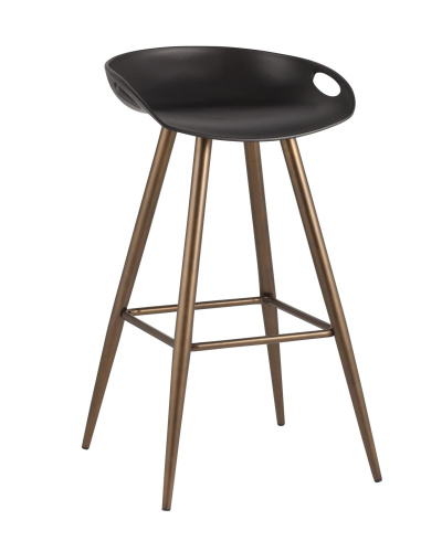 Стул барный Флэш черный, бронзовые ножки. Фото №1