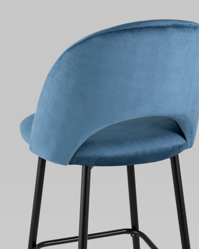 Стул барный Меган велюр пыльно-синий. Фото №8