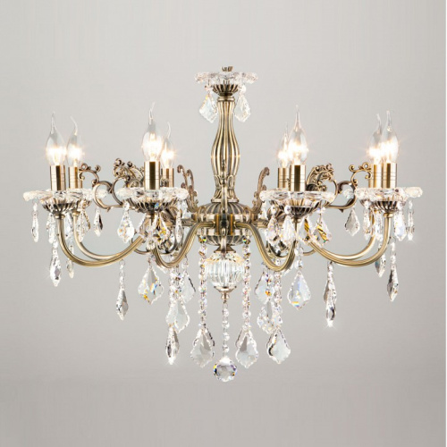 Подвесная люстра Eurosvet Elisha 3281/8 античная бронза/прозрачный хрусталь Strotskis. Фото №1