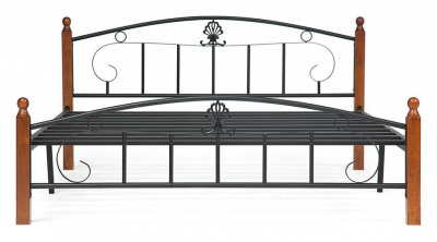 Кровать РУМБА (AT-203)/ RUMBA дерево гевея/металл, 140х200 см (double bed), красный дуб/черный. Фото №2
