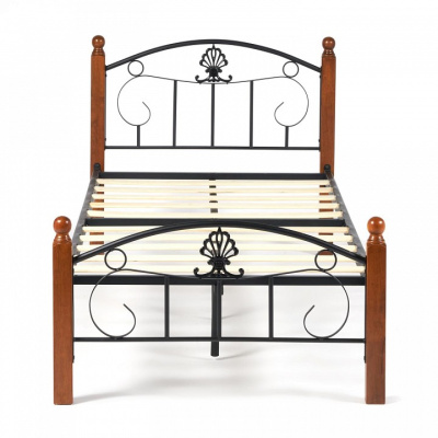 Кровать РУМБА (AT-203)/ RUMBA Wood slat base дерево гевея/металл, 90*200 см (Single bed), красный дуб/черный. Фото