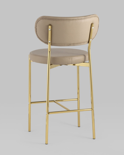 Стул полубарный Барбара экокожа бежевая золотые ножки. Фото №7