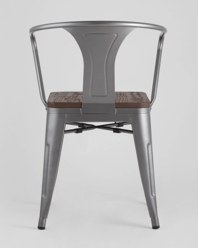 Стул TOLIX ARM WOOD с подлокотниками серебристый. Фото №7