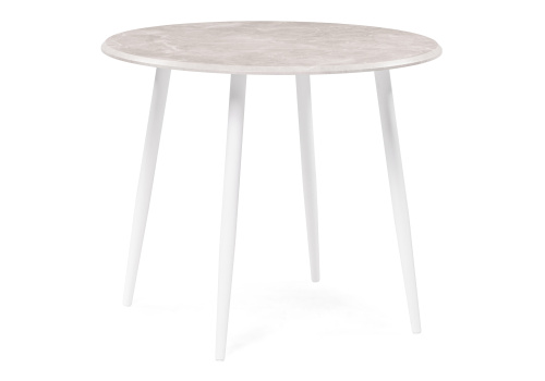 Стол деревянный Абилин 90 мрамор светло-серый / белый матовый. Фото №1