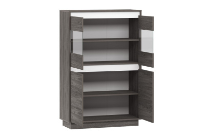 Virginia НМ 011.83 Шкаф для посуды Белый Скандинавский/Ясень Анкор темный (KR). Фото №2