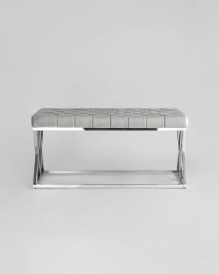 Банкетка ИНСИГНИЯ велюр серый сталь серебро. Фото №4