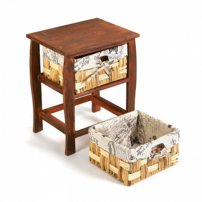 Тумба с 2 ящиками Secret De Maison BEL 2 ( mod. PE-10 ) дерево павловния, мдф, 39x30x46.5см, Brown (коричневый) ткань №HX21. Фото