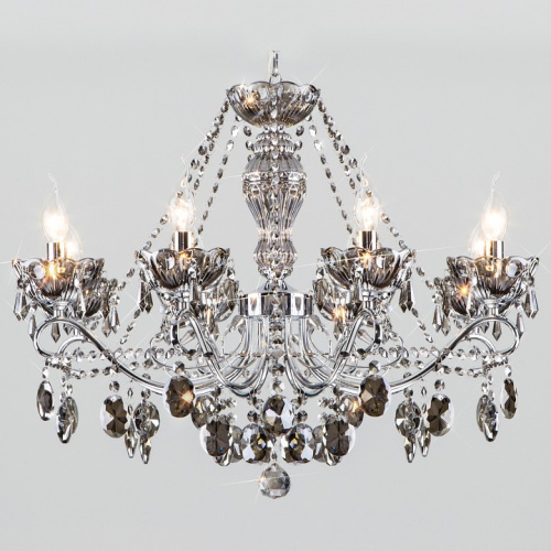 Потолочная люстра Eurosvet Teodore 10103/8 хром/дымчатый хрусталь Strotskis. Фото №1